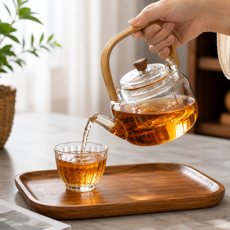 Elegant Glass Teapot with Infuser – 1 Liter Tea Brewing Kettle