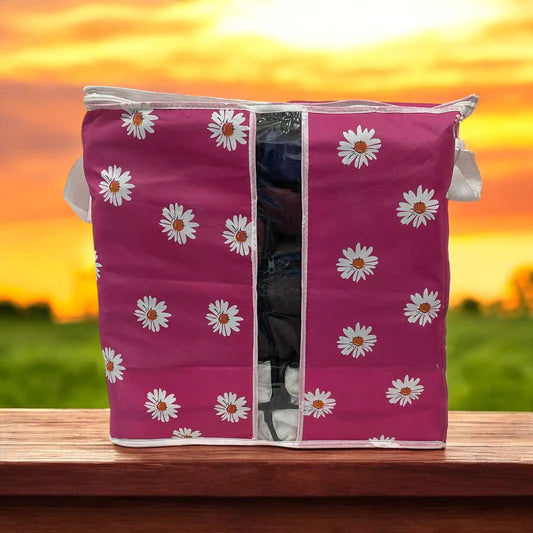 Foldable Flower Printed Organizer Bag, Wardrobe and Organizer 