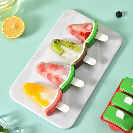 4 Pcs Colorful Fruit Ice Pop Creators Mold set