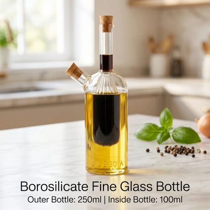 Glass Oil Bottle with Double Spout – Kitchen Oil Dispenser