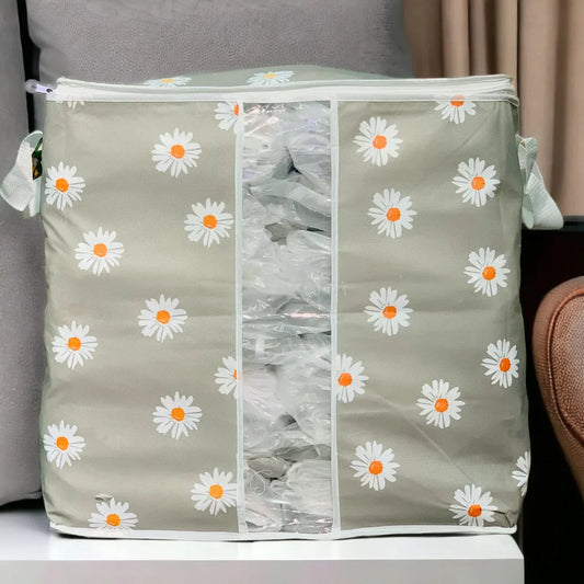 Grey Flower Printed Storage Bag Under 1$