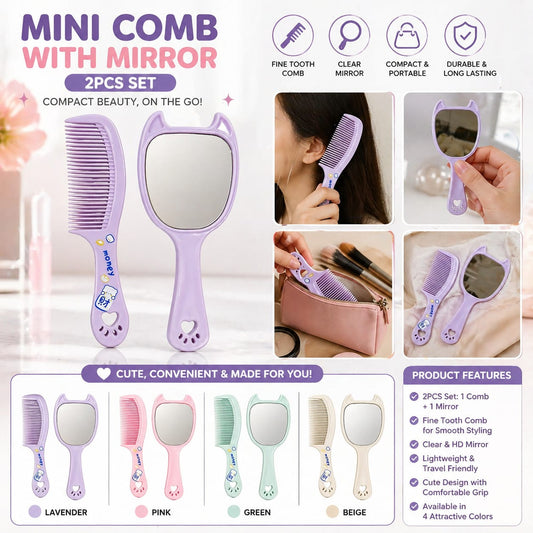 Handheld Grooming Mirror & Comb