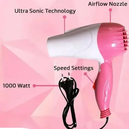 Heavy-Duty 1000W Hair Dryer – Foldable Compact Hair Styling & Drying Machine