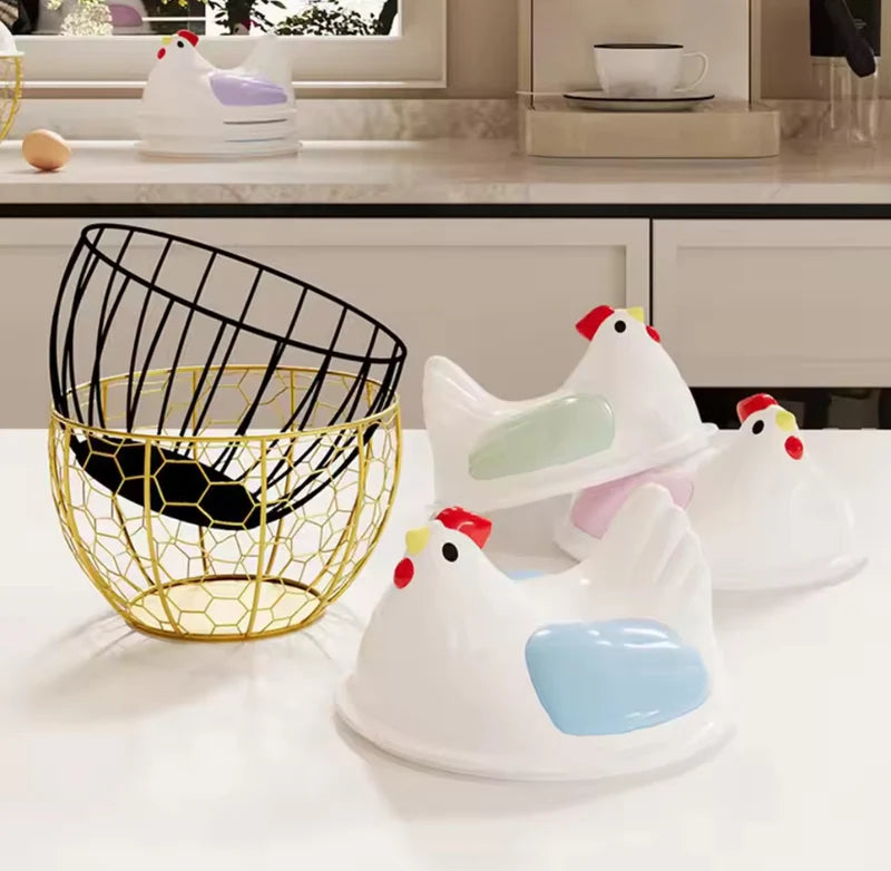 Hen Shaped Egg Storage Container – Kitchen Egg Basket with Lid