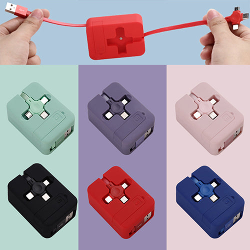 Portable 3-in-1 Charging Box – Retractable Multi-Connector Cable