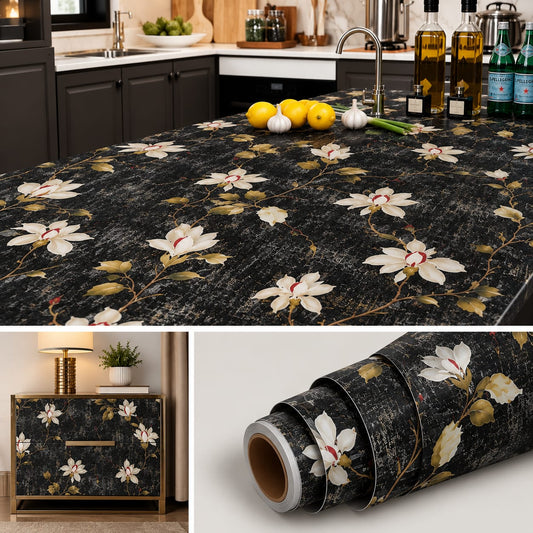 Interior Wall Decoration PVC Floral Design Wallpaper (60x200cm)