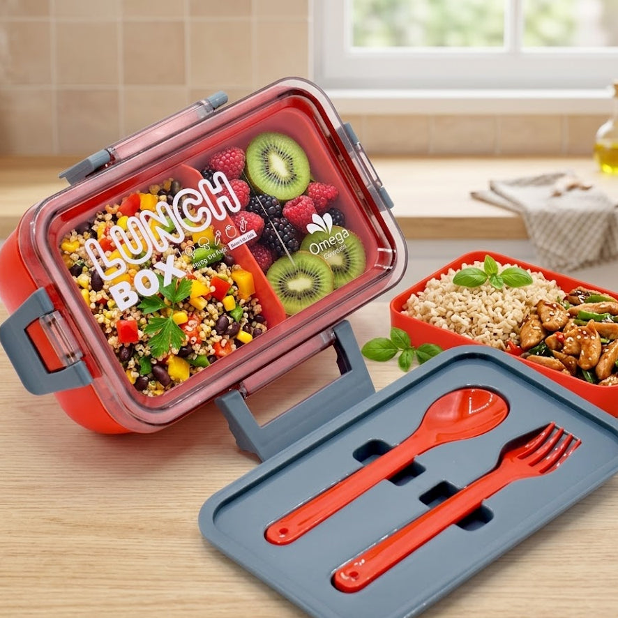 Kendy Bento Style Meal Box – Easy Carry with Built-in Cutlery, Home and Living 