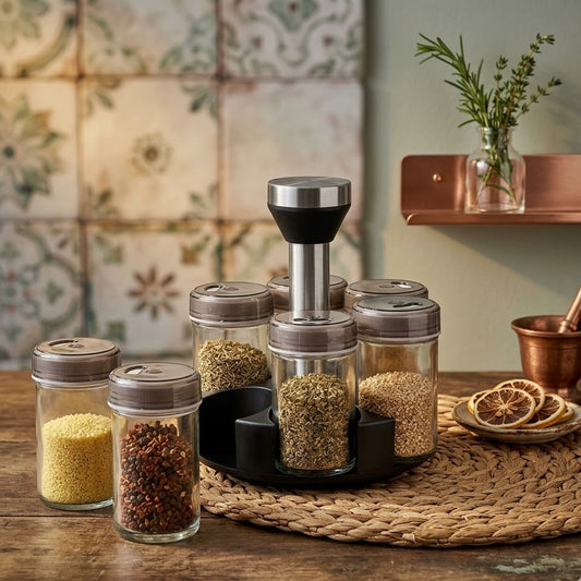 Kitchen 360° Spice Storage Box with 6 Compartments