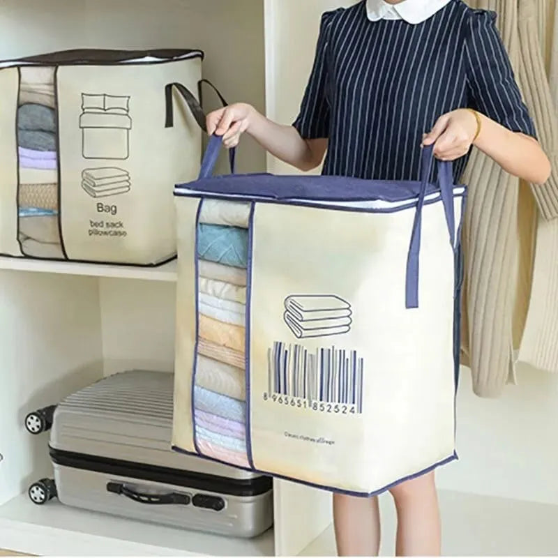 Large Capacity Clothes Storage Bag – Blanket & Bedding Organizer