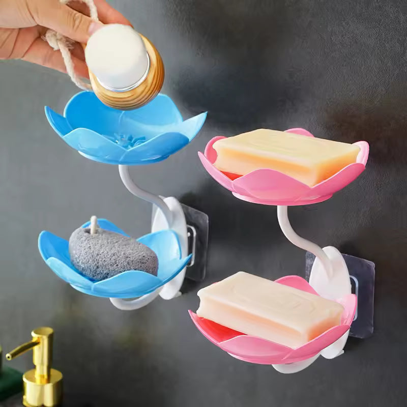 Luxury Lotus Design Soap Dish with Drain System