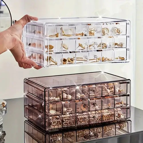 Luxury Transparent Acrylic Jewelry Storage Box (3 Layers)