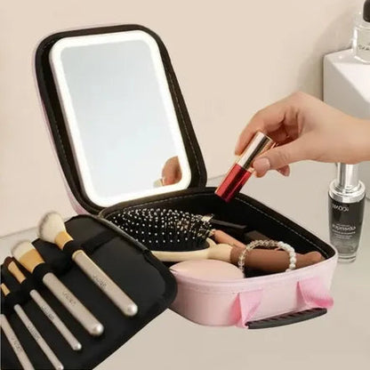 Makeup Storage Box with Illuminated Mirror