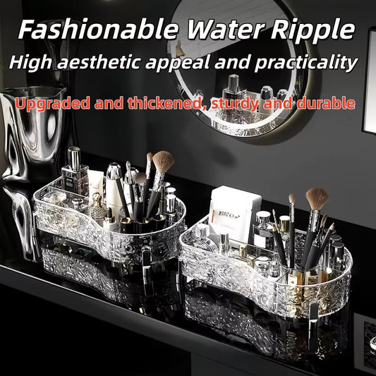Makeup Vanity Tray with Brush Holder – Cosmetic Organizer