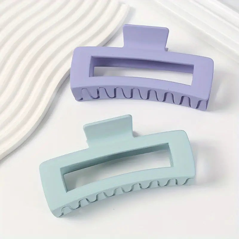Matte Rectangular Hair Clips – Colorful 3-Piece Claw Set for Women & Girls