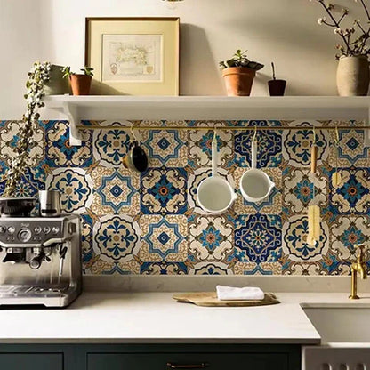 Mediterranean Blue Mosaic Tile Backsplash Sticker