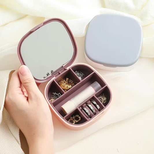 Portable Jewelry Box Organizer With Mirror