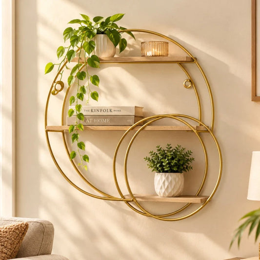 Modern 3-Tier Circular Wall Shelf – Decorative Storage Organizer