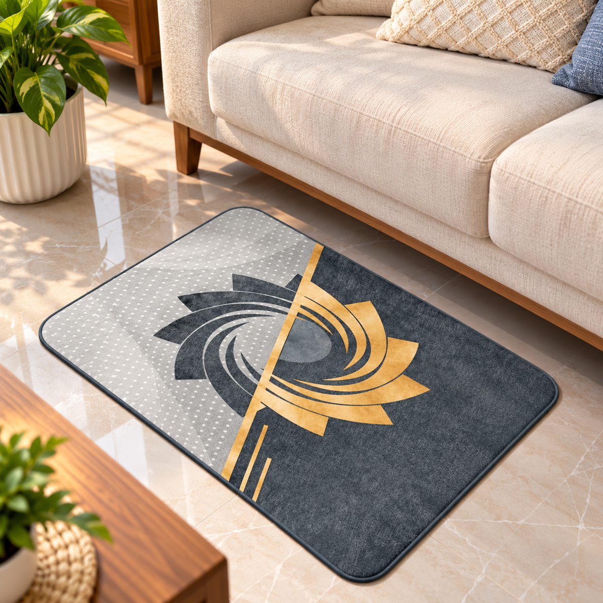Modern Abstract Floor Rug Decorative Indoor Door Mat (22x15Inch)