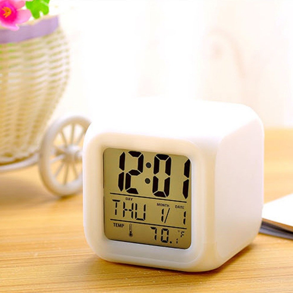 Modern Mini Digital Clock with Color Changing Display
