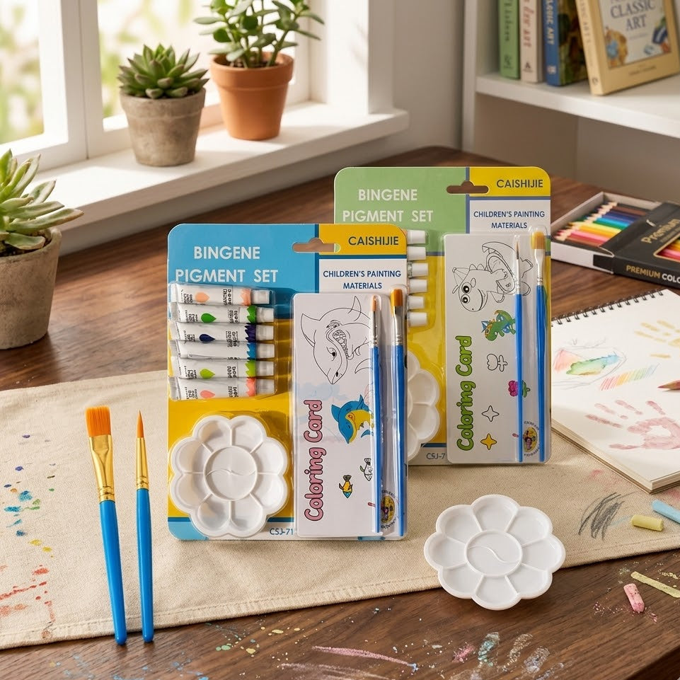 Multi-Color Watercolor Paint Set with Brush Pack