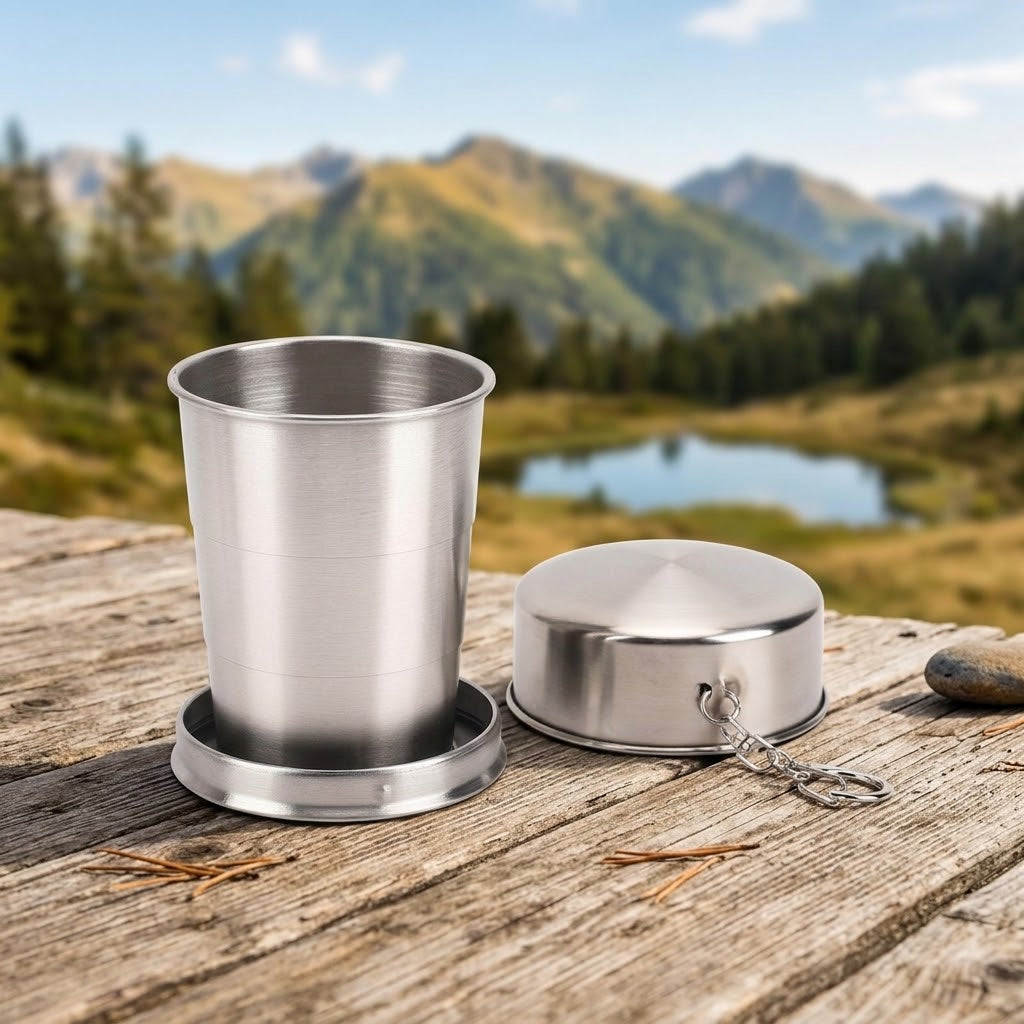 Multi-Functional 150ML Travel Cup – Folding Stainless Steel Reusable Cup