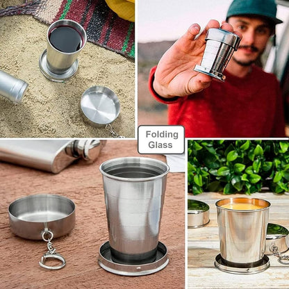 Multi-Functional 150ML Travel Cup – Folding Stainless Steel Reusable Cup