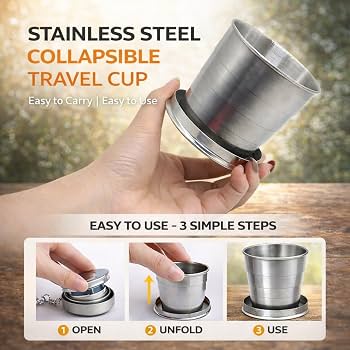 Multi-Functional 150ML Travel Cup – Folding Stainless Steel Reusable Cup