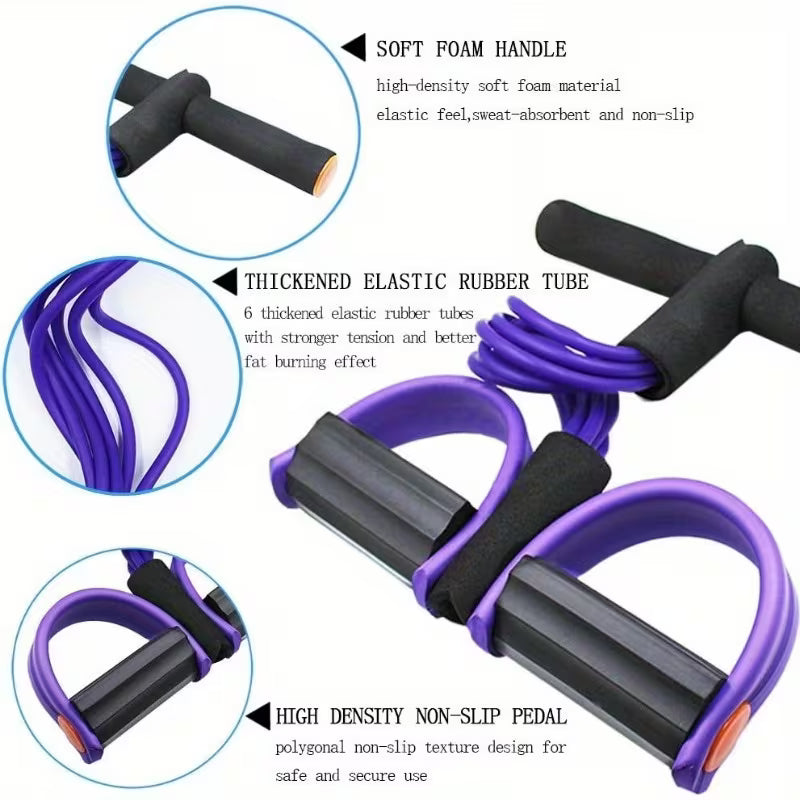 Multi-Functional 6-Tube Pedal Trainer – Resistance Pull Rope Exercise Equipment