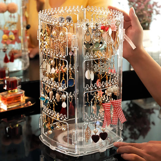 Multi-Layer Acrylic 360° Spin Jewelry Organizer Storage Case