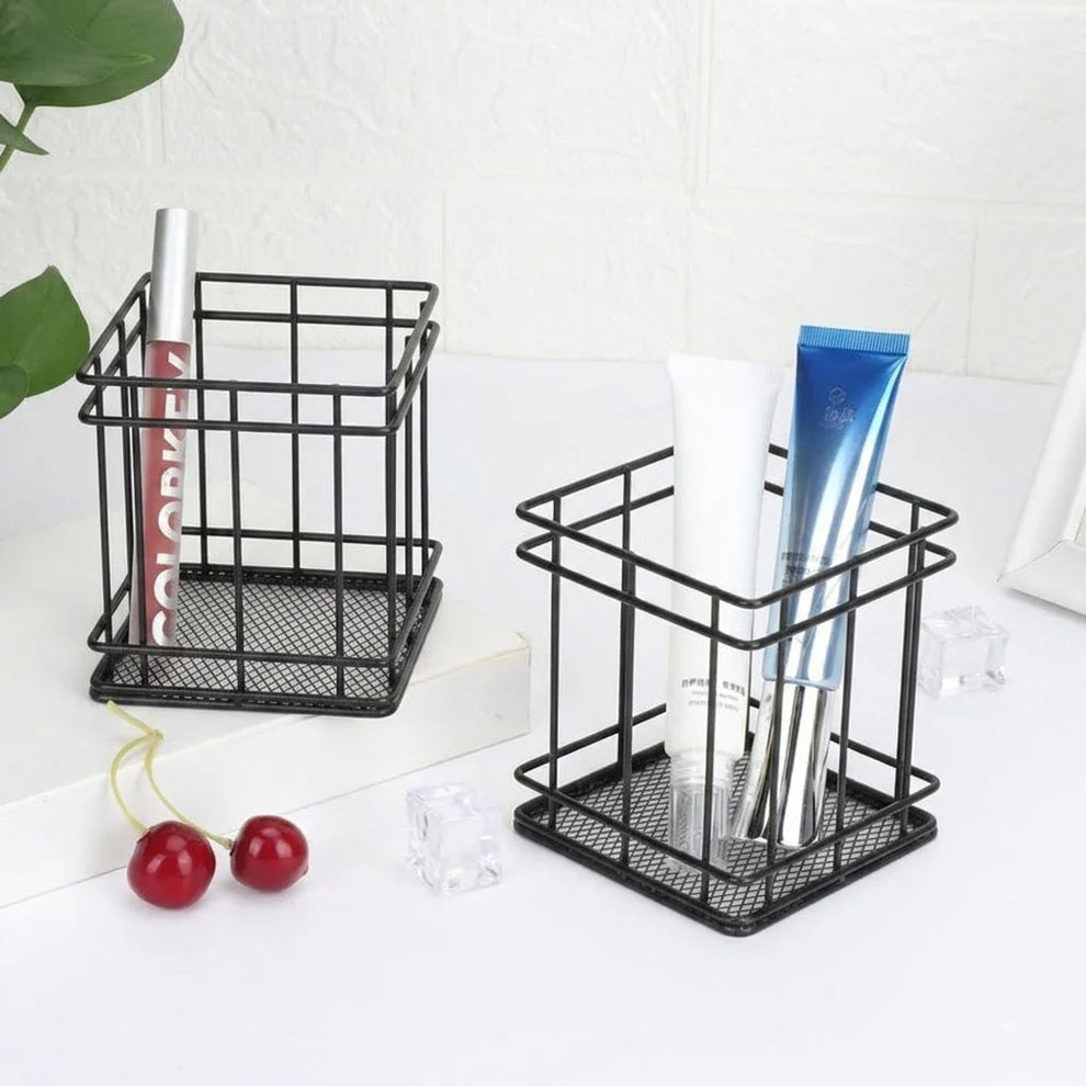 Multi-Use Iron Storage Bucket – Elegant Desktop Organizer