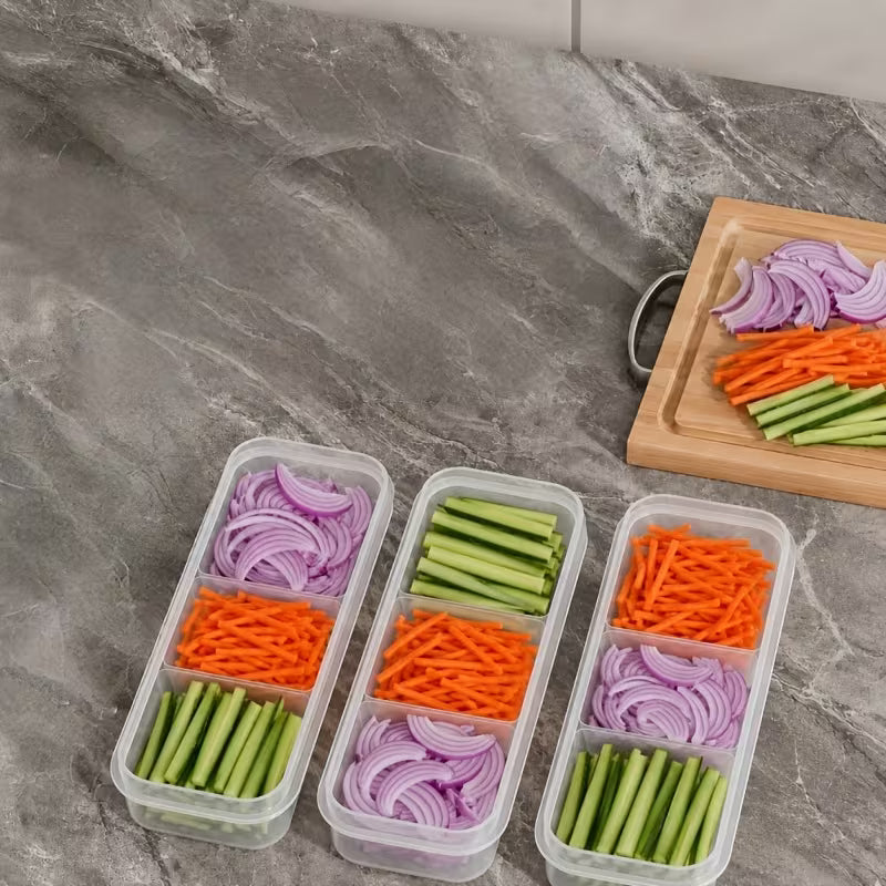 Multipurpose 3-Compartment Storage Box – Sealed Food Container with Dividers