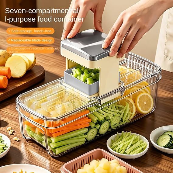 Multipurpose Vegetable Cutter – Chopper, Dicer & Drainer Kitchen Tool
