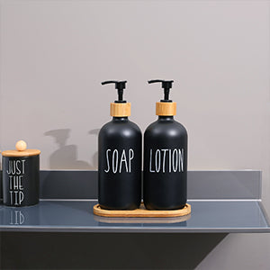 Natural Bamboo Tray Soap Dispenser for Kitchen & Bathroom, Home and Living 
