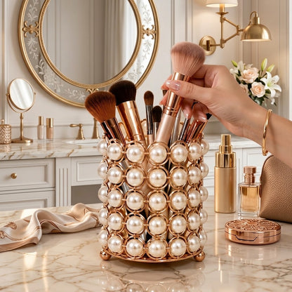 Pearl Design Makeup Brush Stand – Luxury Cosmetic Organizer for Beauty Tools