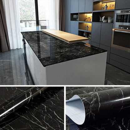 Peel & Stick Black Marble Design Paper, Home and Wall Decor