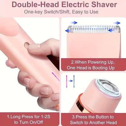 Portable 2-in-1 Beauty Shaver – Dual-Head Electric Trimmer for Women