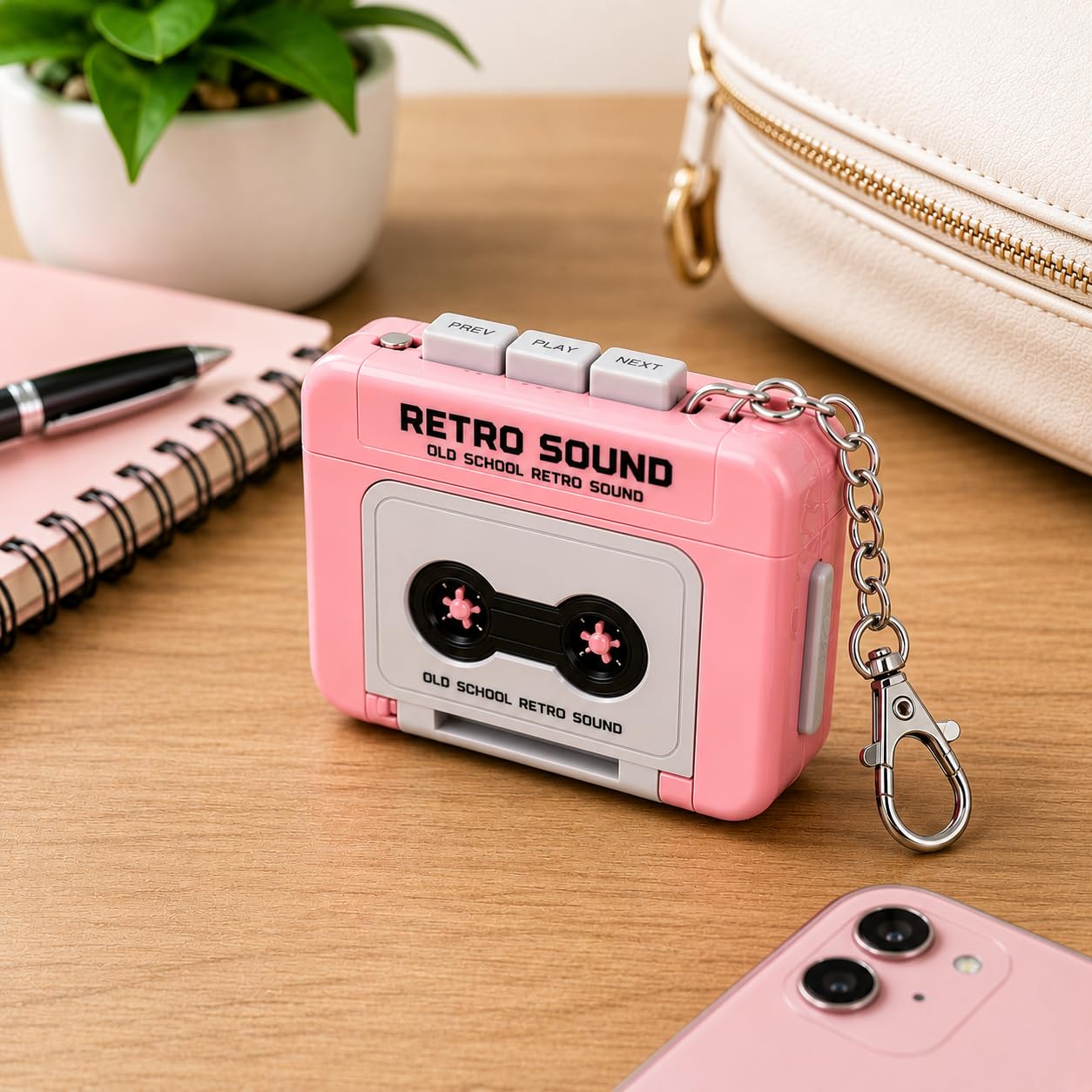 Portable Retro Voice Recorder Keychain – Mini Audio Device Style Key Ring