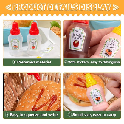 Portable Sauce Dispenser Bottles – Set of 4 for Lunch & Travel