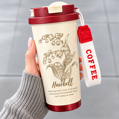 Portable Tea & Coffee Cup – Stylish Travel Tumbler with Strap