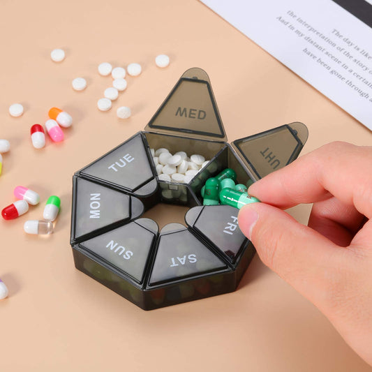 Portable Weekly Pill Box for Vitamins and Tablets