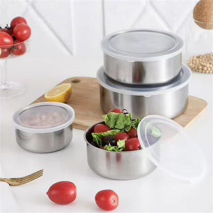 Premium Stainless Steel Nesting Bowl Set – 5PCS with Lids