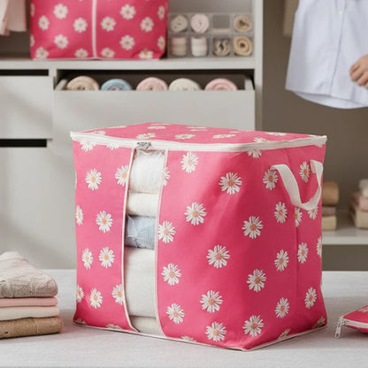 Printed Multipurpose Storage Bag – Daisy Flower Pink Organizer