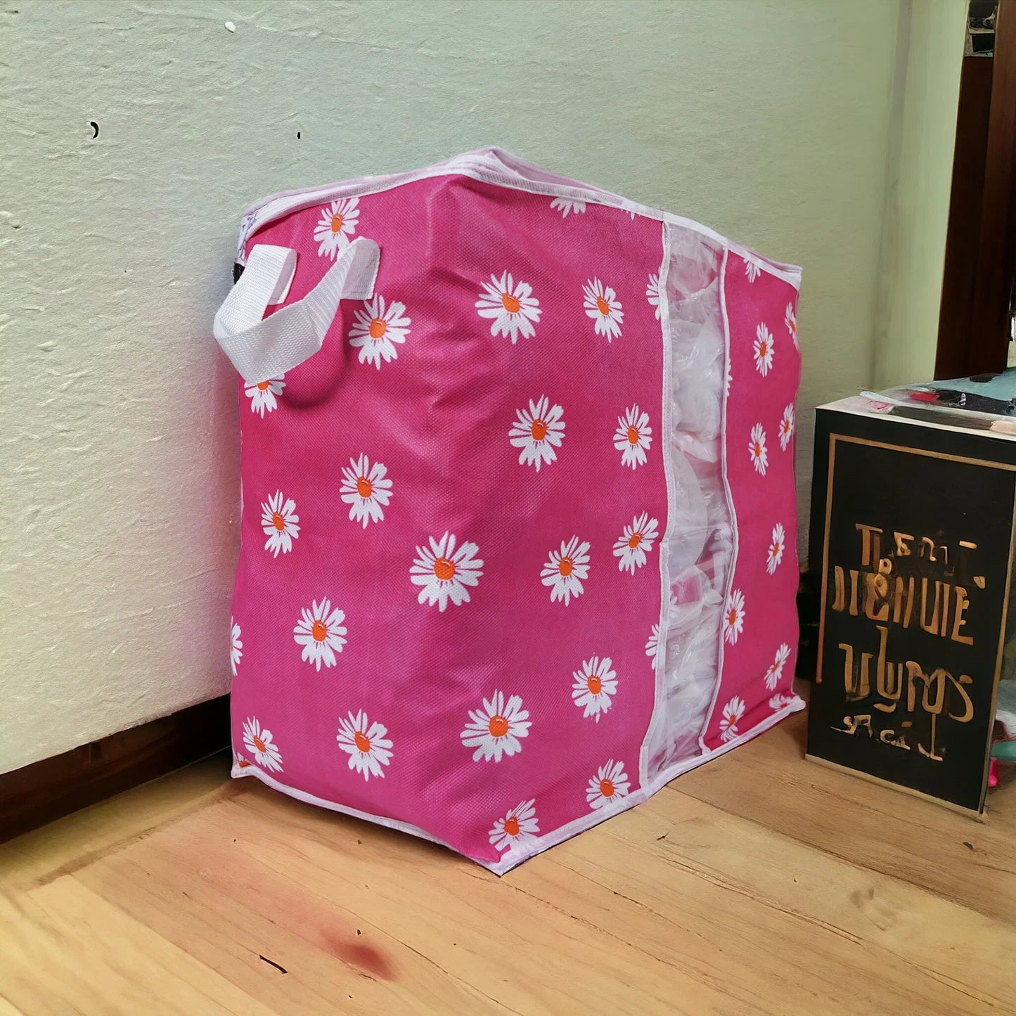 Printed Multipurpose Storage Bag – Daisy Flower Pink Organizer