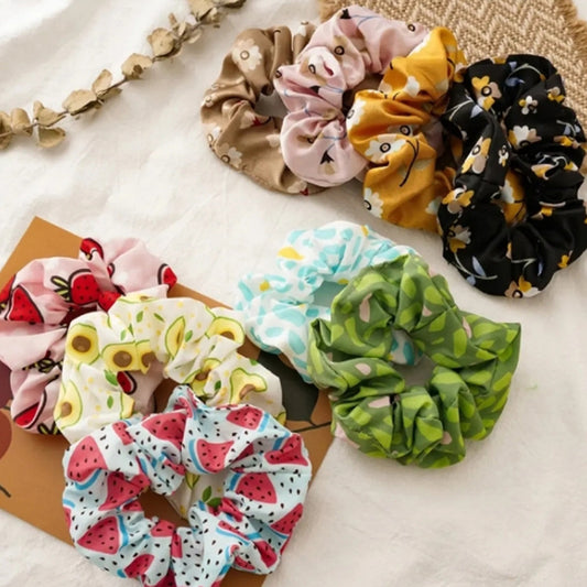 Printed Silk Hair Scrunchies – Set of 3, Health and Beauty 