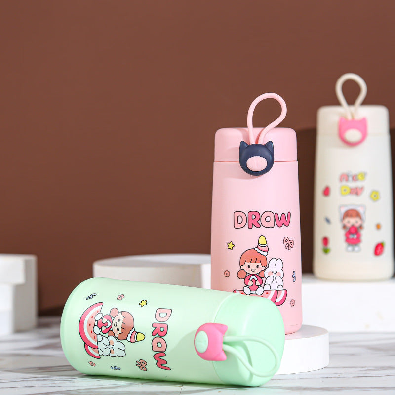 Reusable Cartoon Glass Bottle – Adorable Character Printed Water Bottle