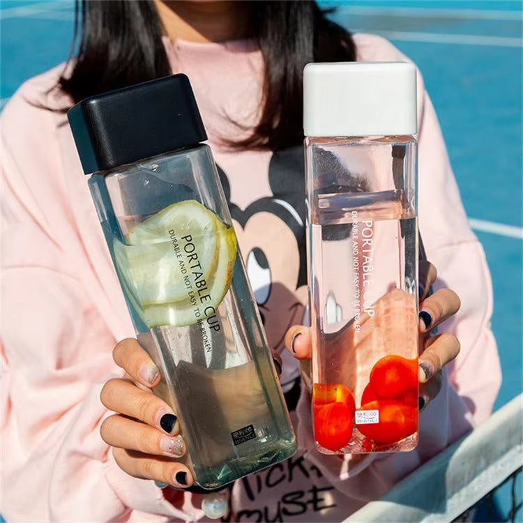 Reusable Square Plastic Water Bottle  BPA Free Design, Home and Living 