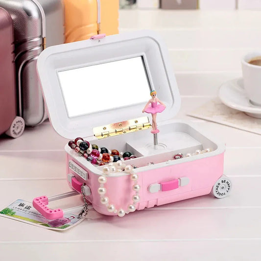 Mini Suitcase Shape Musical Jewellery Storage Box