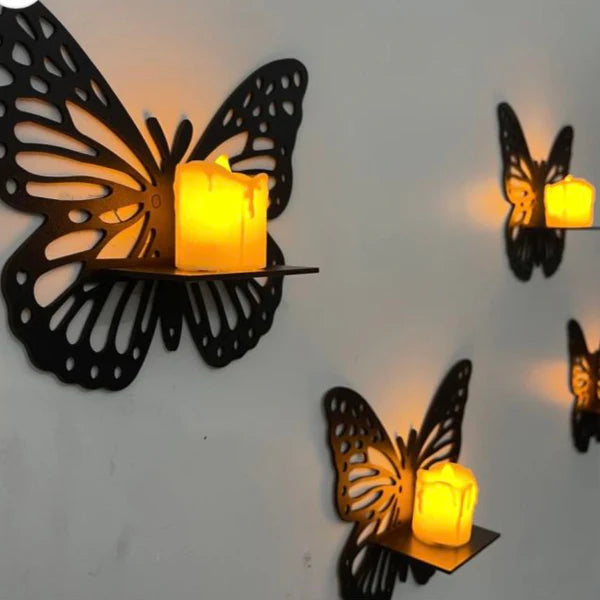 Pack Of 6 Wooden Butterfly With 6 Candles