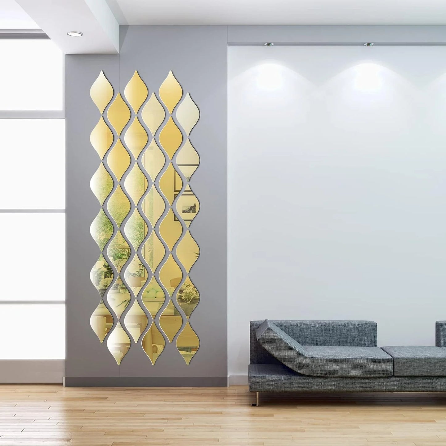 Acrylic Mirror Wall Decals – 12pcs Leaf Design Stickers