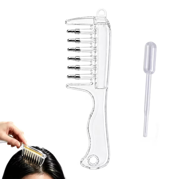 Scalp Massage Oil Applicator – Refillable Comb with 6 Roller Ball Tips